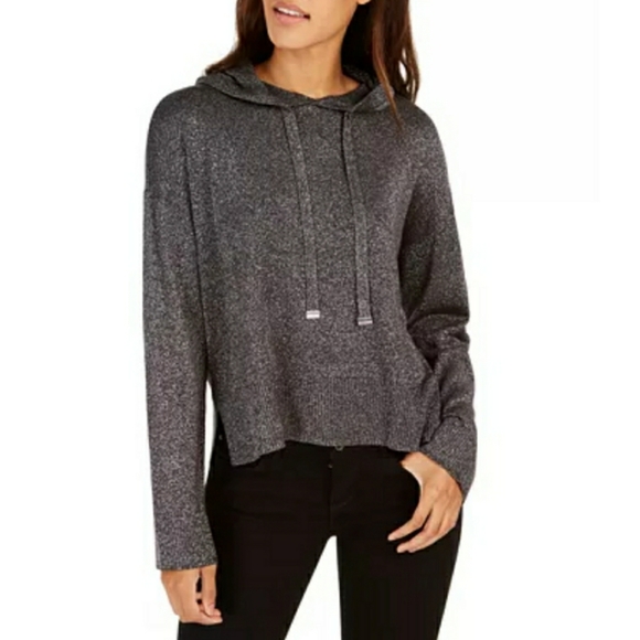 💎NWT Tommy Hilfiger Black Sparkly Stretch Hoodie - Picture 1 of 7